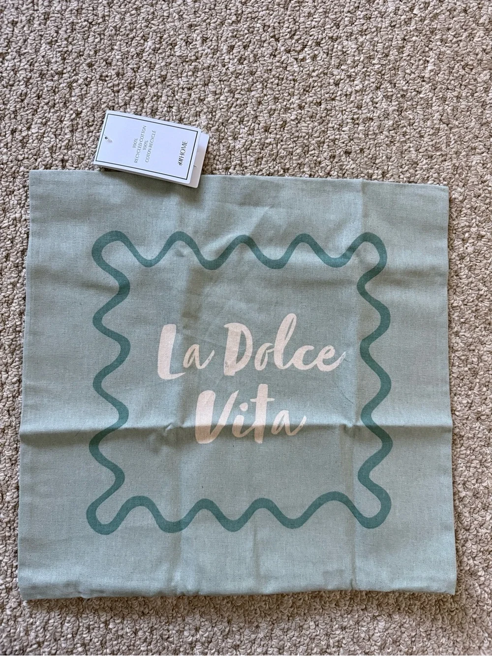 H&M Sage Green 'La Dolce Vita' Decorative Pillow Cover